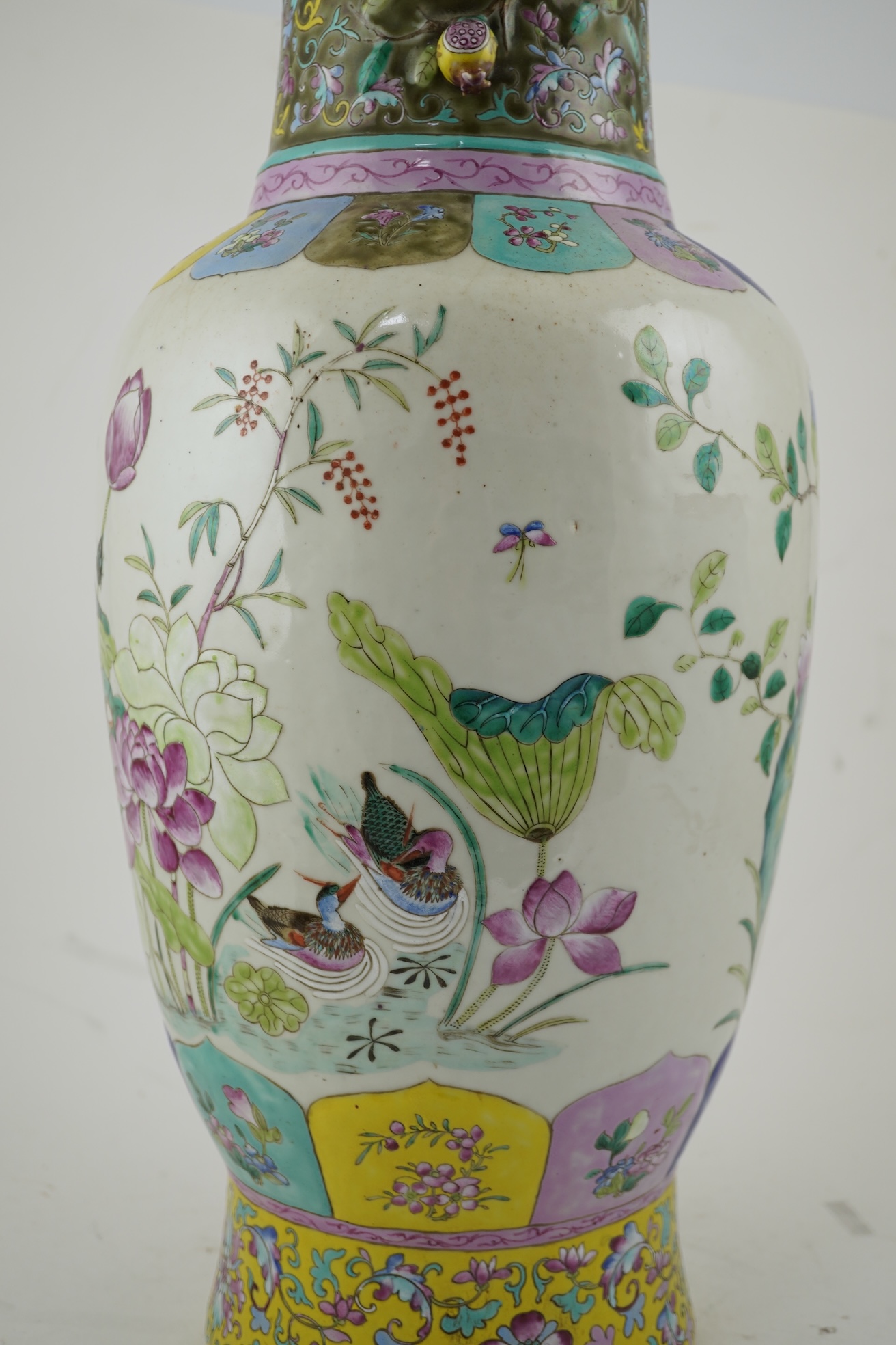 A large Chinese famille rose two-handled vase, mid 19th century